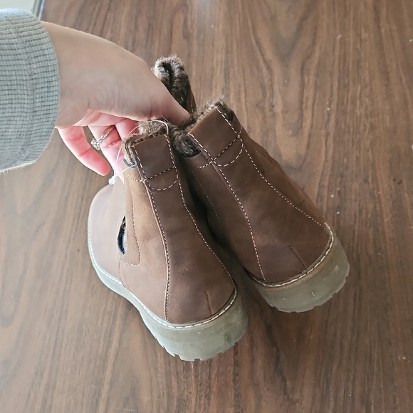 St. John's Bay Brown Ankle Boots with Knit Accent - Picture 5 of 5